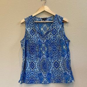 Talbots Cotton Voile Sleeveless Blouse, XL Petite